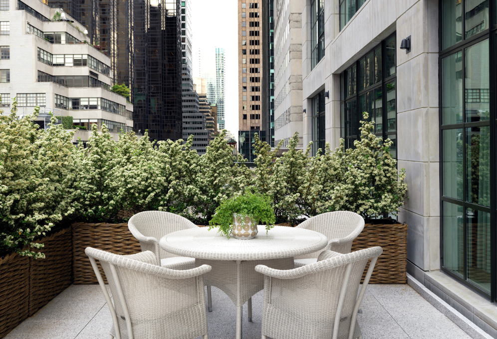 A terrace at The Whitby Hotel in New York