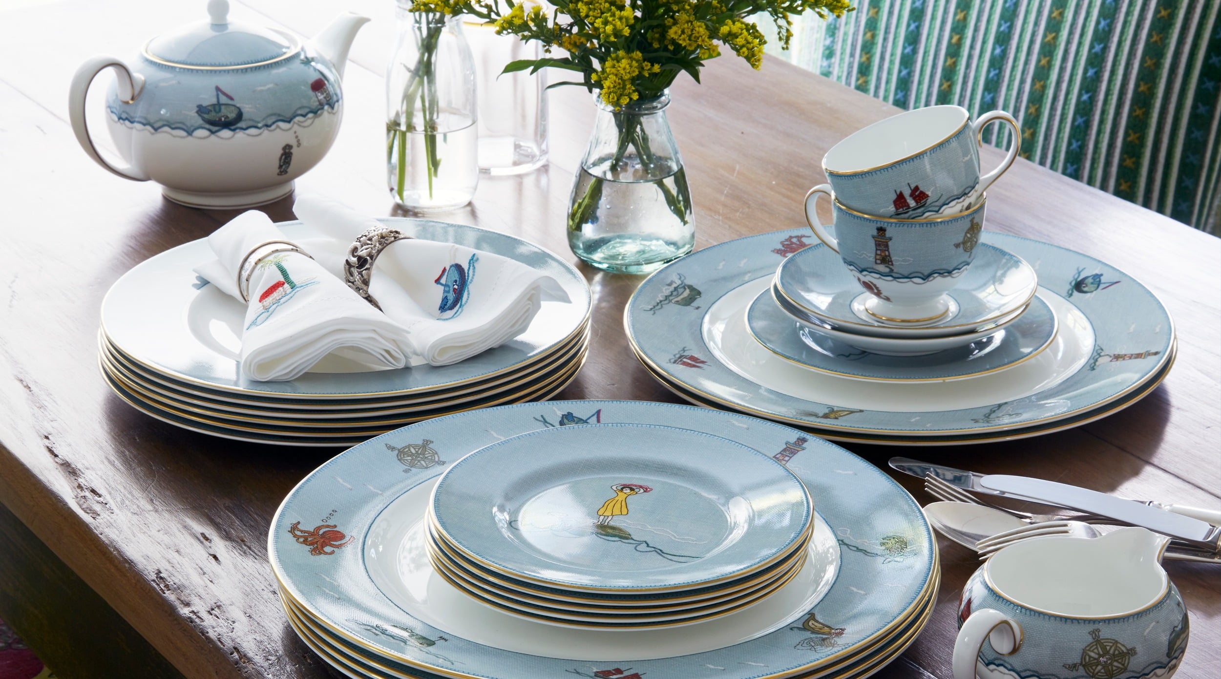 ウエッジウッド セイラーズ Kit Kemp 皿 ボウル 2枚セット【新品】 Kit Kemp for Wedgwood 'Sailor's Farewell' - Kit Kemp Design Studio